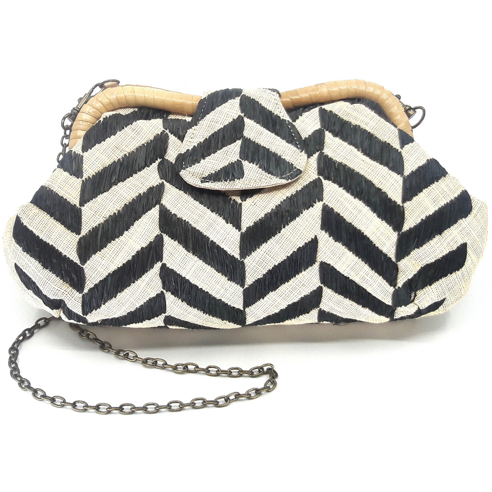 Larone Hand Woven Navy Striped Purse
